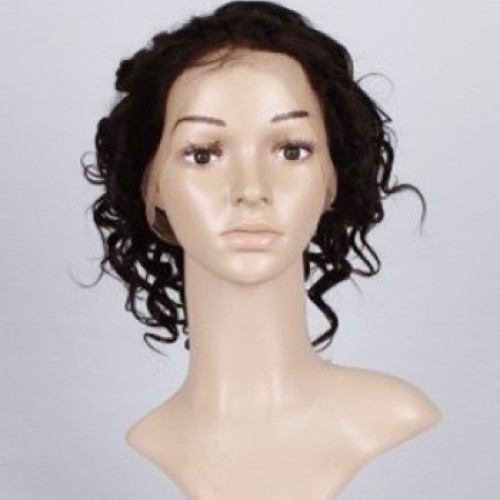 Glueless Human Hair Full Lace Wig Curly Auburn