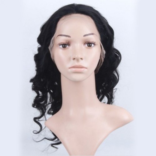 Human Hair Lace Front Wig Straight Dark Brown