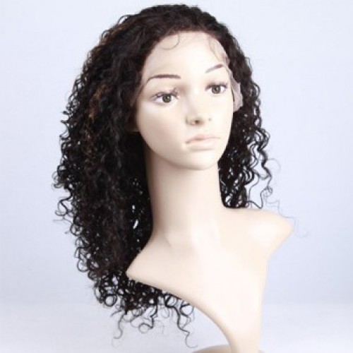 Human Hair Full Lace Wig Wavy Blonde Highlight