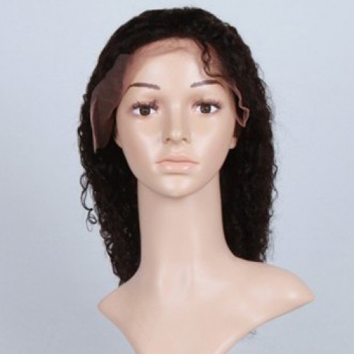 Human Hair Lace Front Wig Wavy Brown Highlight