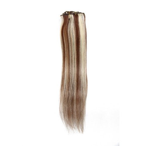 16" #4/613 7pcs Clip In Remy Human Hair Extensions