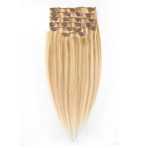 16" Blonde Highlight(#27/613) 7pcs Clip In Remy Human Hair Extensions