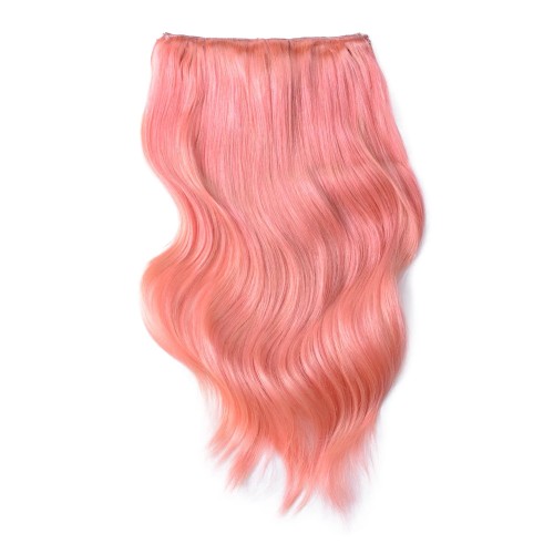 22" Pink 7pcs Clip In Human Hair Extensions
