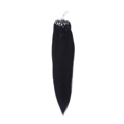 20" Jet Black(#1) 100S Wavy Micro Loop Remy Human Hair Extensions
