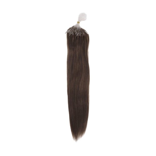 20" Medium Brown(#4) 100S Curly Micro Loop Remy Human Hair Extensions
