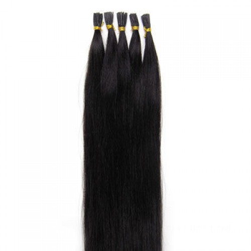 24" Jet Black(#1) 100S Stick Tip Remy Human Hair Extensions