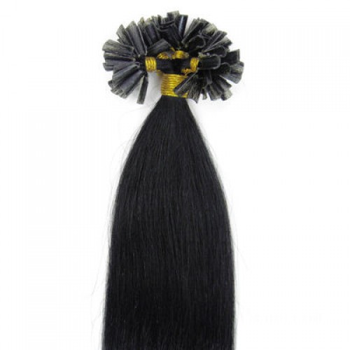 14" Jet Black(#1) 100S Nail Tip Remy Human Hair Extensions