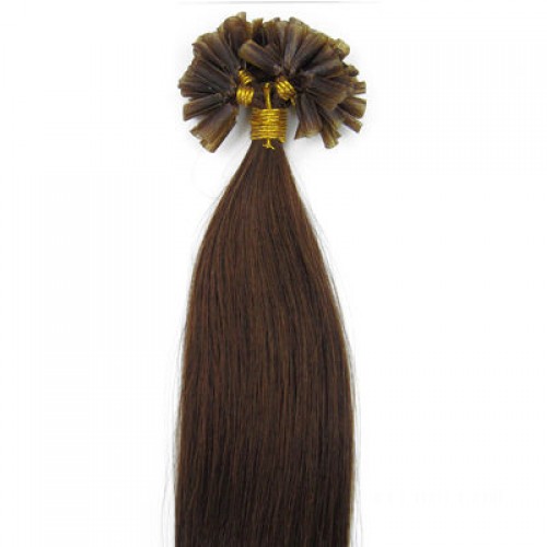 16" Medium Brown(#4) 100S Nail Tip Remy Human Hair Extensions