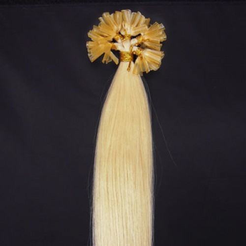 24" White Blonde(#60) 100S Nail Tip Remy Human Hair Extensions