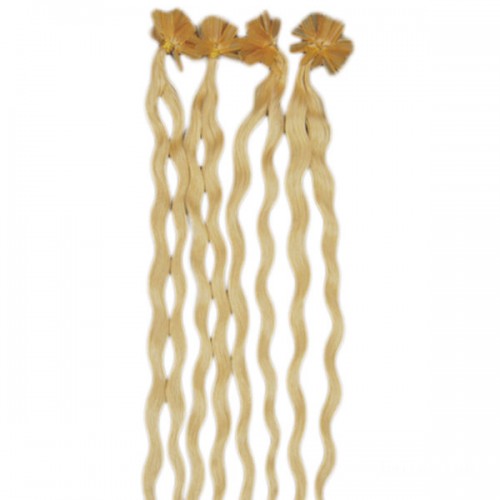 20" Ash Blonde(#24) 100S Curly Nail Tip Human Hair Extensions
