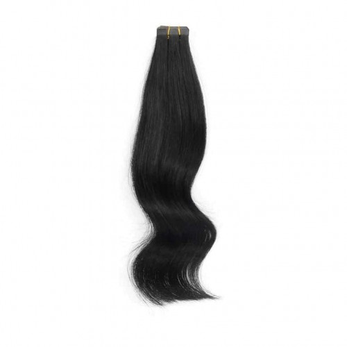 22" Jet Black(#1) 20pcs Tape In Remy Human Hair Extensions