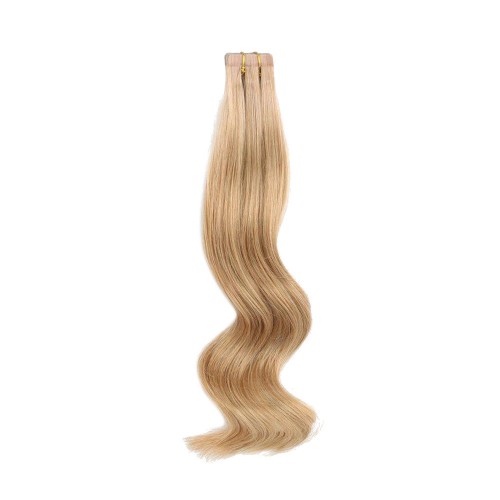 14" Golden Brown(#12) 20pcs Tape In Human Hair Extensions