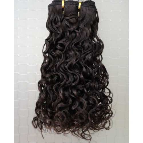12" Dark Brown(#2) Curly Indian Remy Hair Wefts