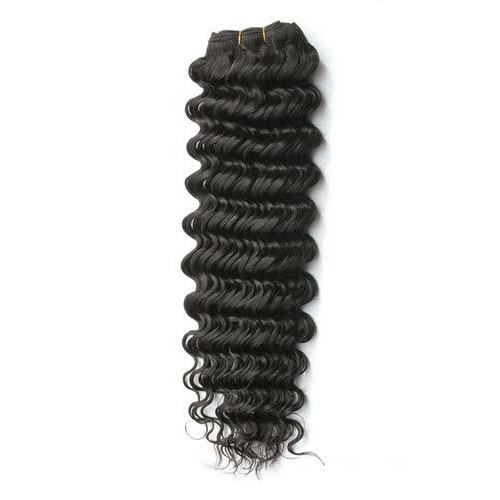 16" Natural Black(#1b) Deep Wave Indian Remy Hair Wefts