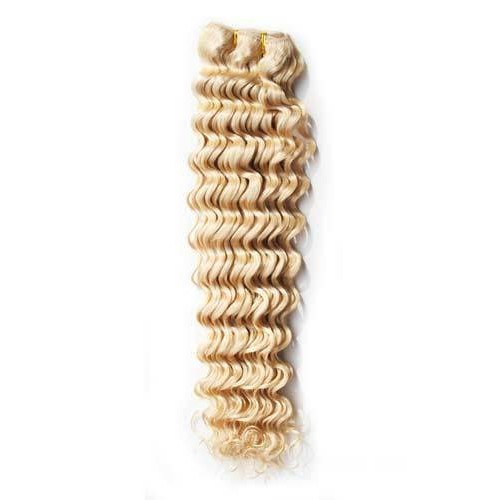 12"Bleach Blonde(#613) Deep Wave Indian Remy Hair Wefts