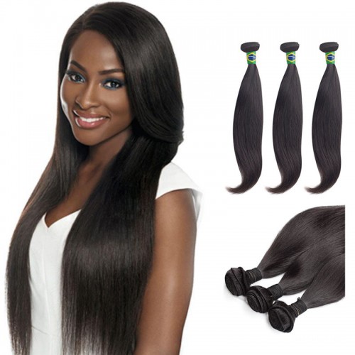 18 Inches*3 Kinky Straight Natural Black Virgin Brazilian Hair