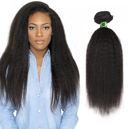 16 Inches Kinky Straight Natural Black Virgin Brazilian Hair