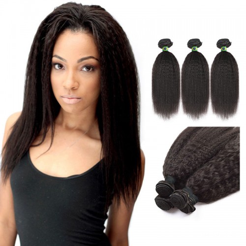 10 Inches*3 Kinky Straight Natural Black Virgin Brazilian Hair