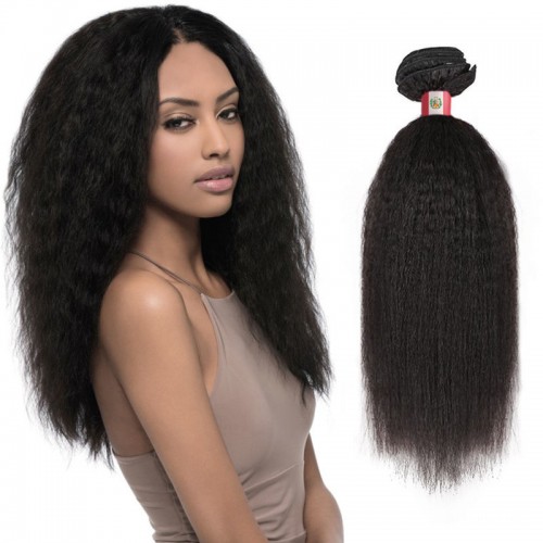 12 Inches Kinky Straight Natural Black Virgin Peruvian Hair