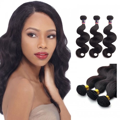14" Natural Black(#1b) Body Wave Indian Remy Hair Wefts
