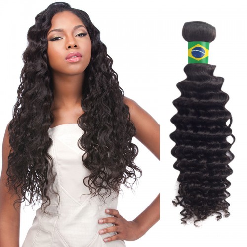 14 Inches Deep Curly Natural Black Virgin Brazilian Hair
