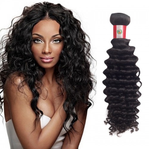 16 Inches*3 Deep Curly Natural Black Virgin Brazilian Hair