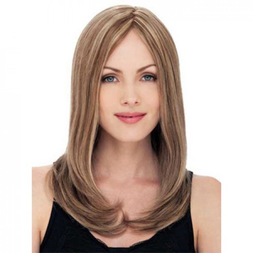 Human Hair Lace Front Wig Straight Blonde Highlight #18/613