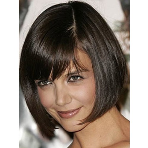 Celebrity Human Hair Full Lace Wig Straight Dark Brown