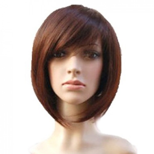 Human Hair Lace Front Wig Wavy Brown Highlight