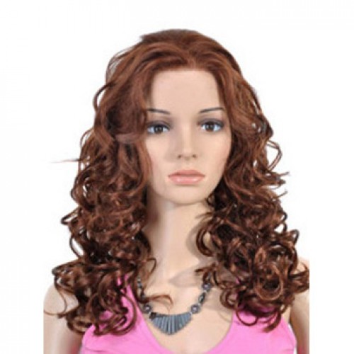 Human Hair Lace Front Wig Wavy Auburn