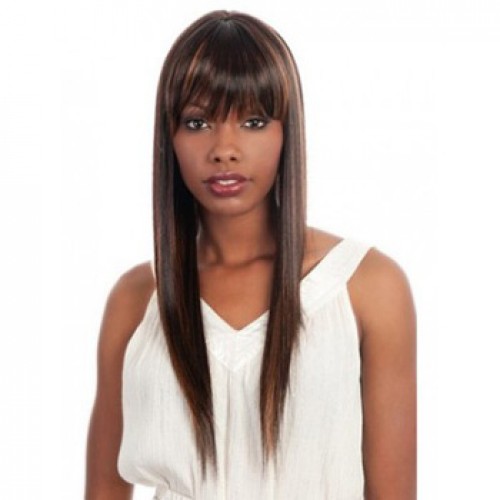 African American Hair Wig Straight Brown Highlight