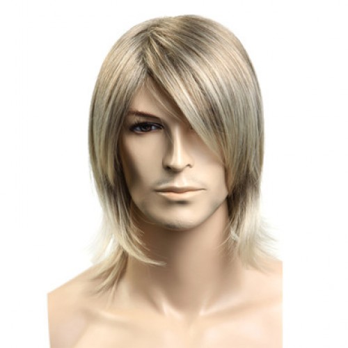 Synthetic Men's Wig Straight Blonde