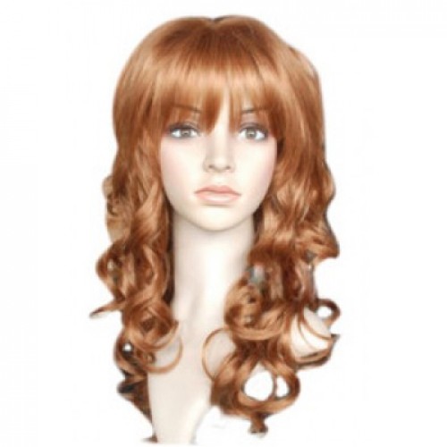 Synthetic Hair Wig Wavy Light Auburn