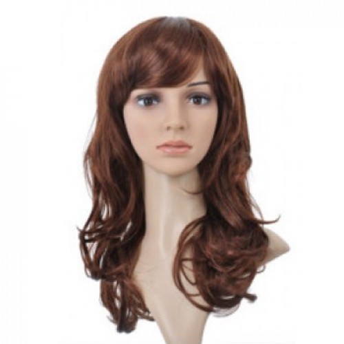 Synthetic Hair Wig Wavy Dark Auburn