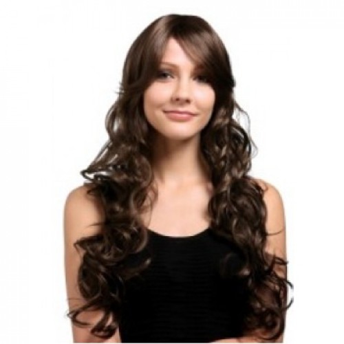 Synthetic Hair Wig Wavy Brown 