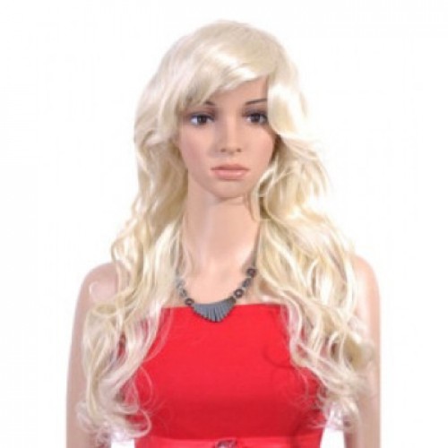 Synthetic Hair Wig Wavy White Blonde