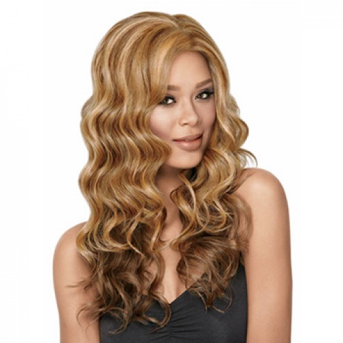 Synthetic Hair Wig Wavy Brown Highlight
