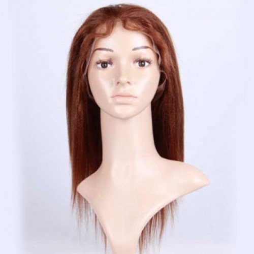Glueless Human Hair Full Lace Wig Wavy Light Auburn