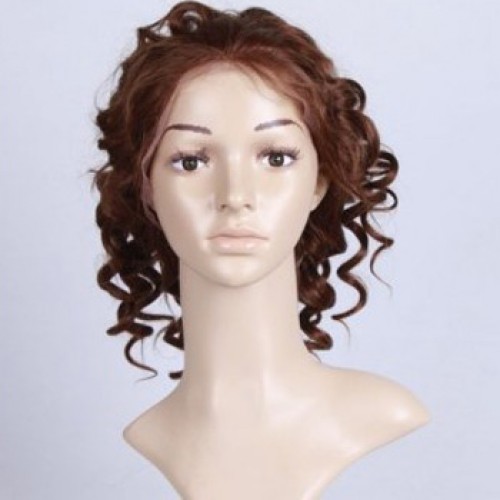 Glueless Human Hair Full Lace Wig Straight Brown Highlight