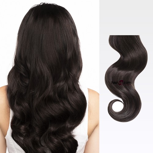 16" Dark Brown(#2) 12pcs Clip In Remy Human Hair Extensions