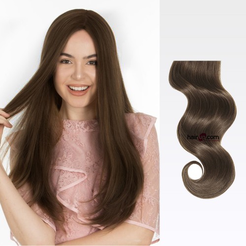 16" Medium Brown(#4) 7pcs Clip In Remy Human Hair Extensions