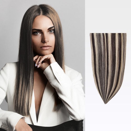 24" #1b/613 7pcs Clip In Remy Human Hair Extensions