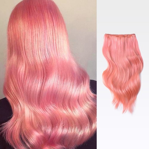 18" Pink 7pcs Clip In Human Hair Extensions
