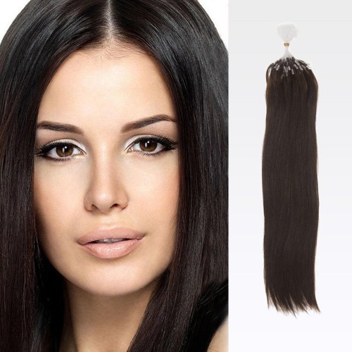 20" Dark Brown(#2) 100S Wavy Micro Loop Remy Human Hair Extensions