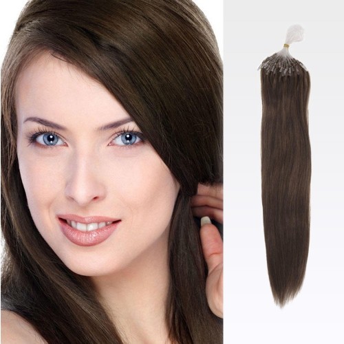 24" Medium Brown(#4) 100S Micro Loop Remy Human Hair Extensions