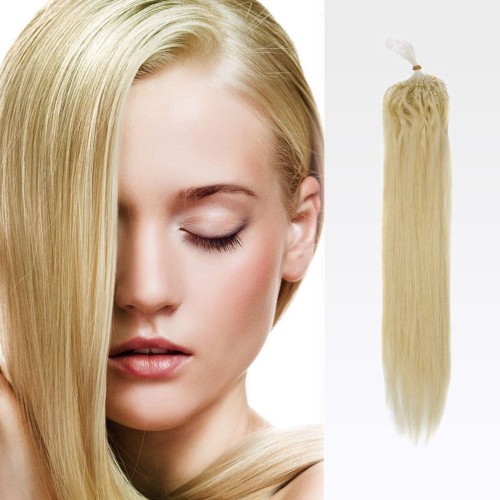20" Ash Blonde(#24) 100S Curly Micro Loop Remy Human Hair Extensions