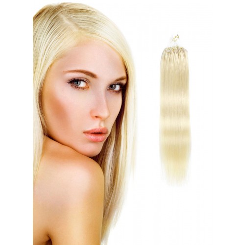 26" White Blonde(#60) 100S Micro Loop Human Hair Extensions