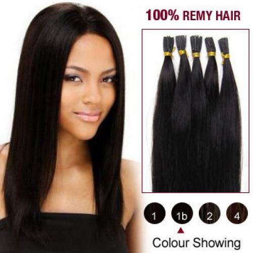 14" Natural Black(#1b) 100S Stick Tip Remy Human Hair Extensions