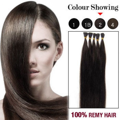 16" Dark Brown(#2) 100S Stick Tip Remy Human Hair Extensions