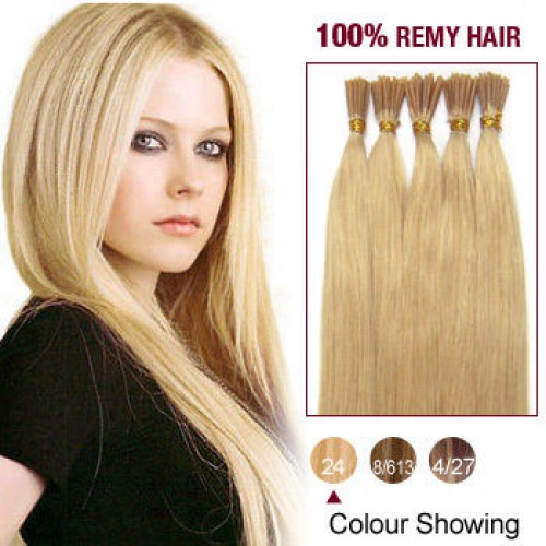 16" Ash Blonde(#24) 100S Stick Tip Human Hair Extensions